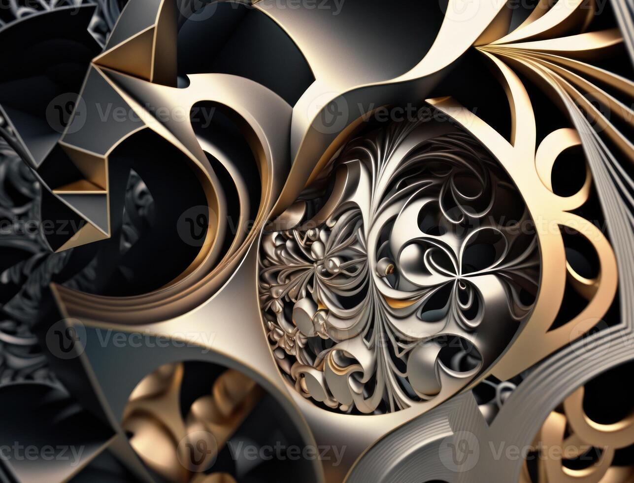 Dark black abstract background An abstract image featuring organic shapes and lines that intersect and overlap created with technology photo