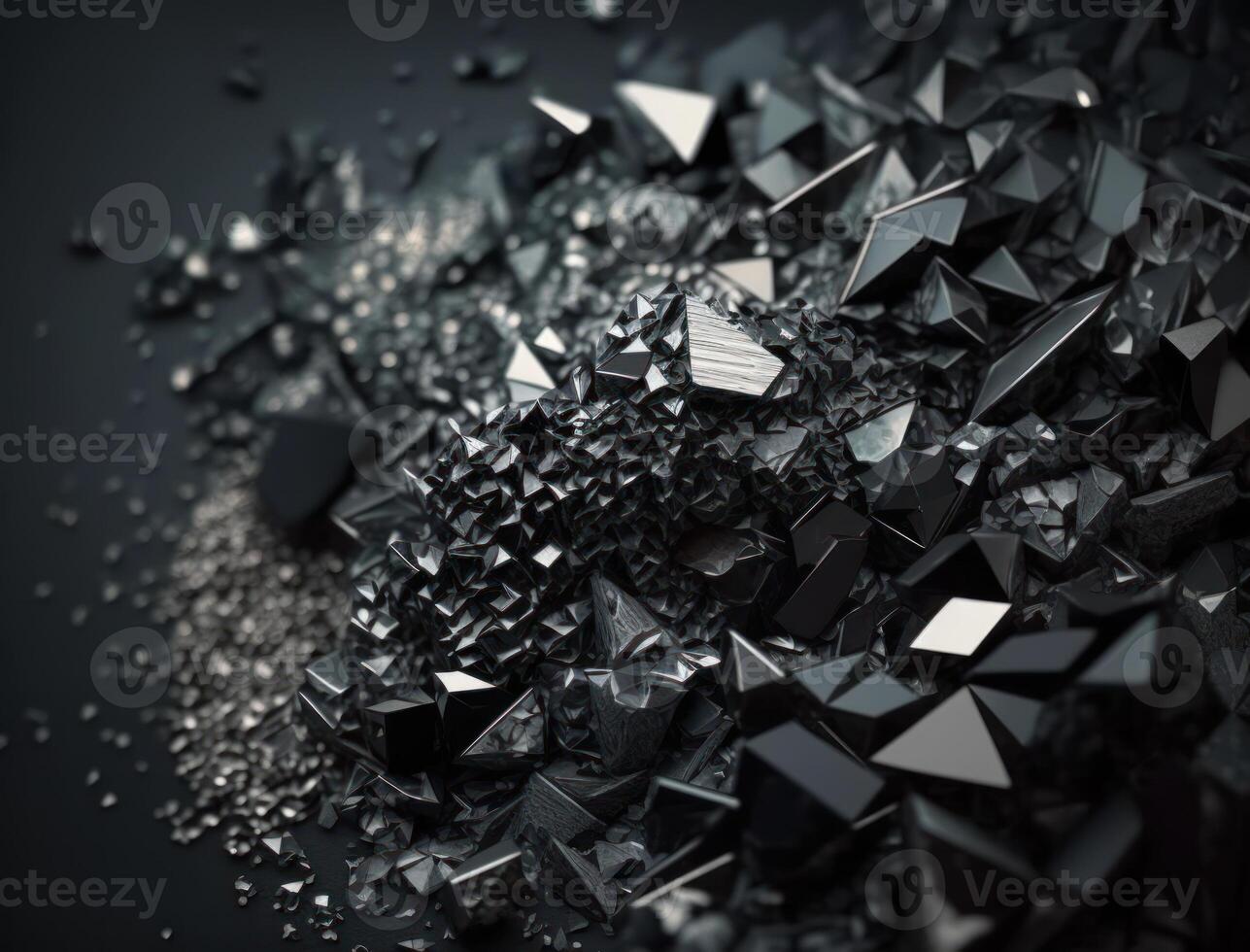 Abstract black geometric background Various shapes Flat lay created with technology photo