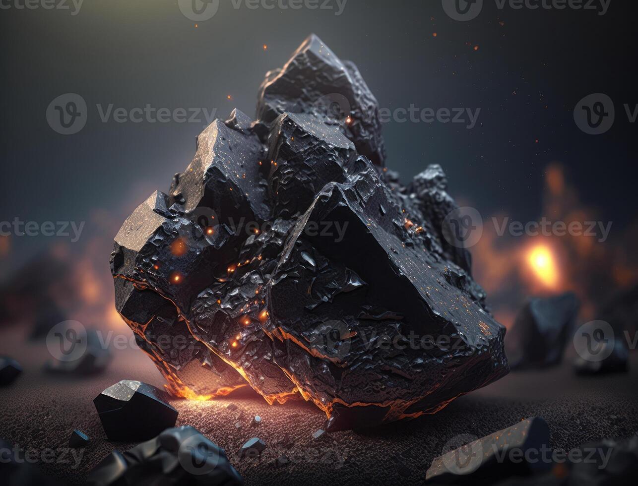 Tektite Meteorite background stone created with technology photo