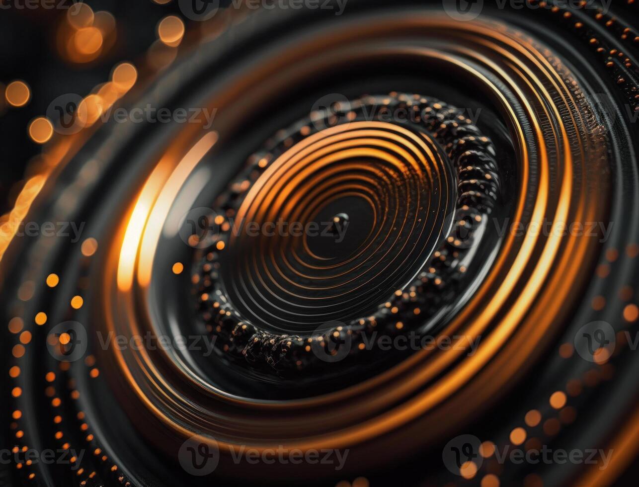 Concentric golden rings shapes Abstract geometric background created with technology photo