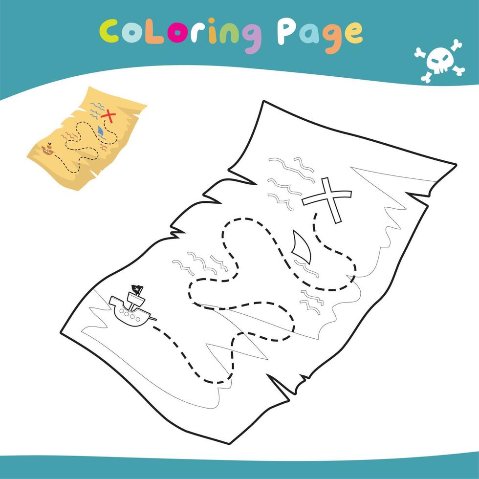 educativo imprimible colorante hoja de cálculo. linda pirata ilustración. vector contorno para colorante página.