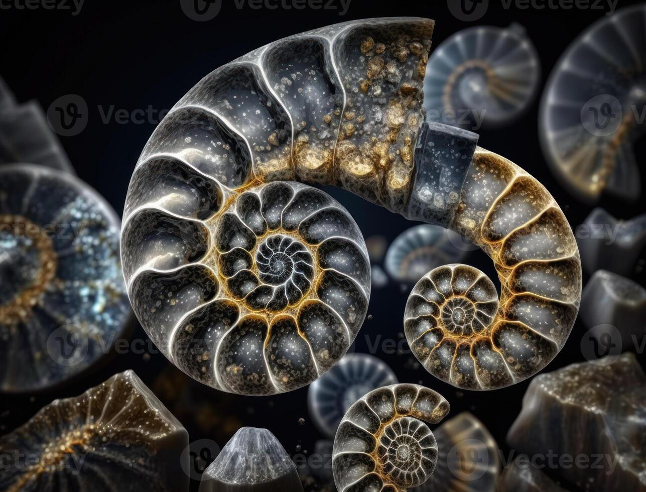 Ammonite fossil background created with technology photo