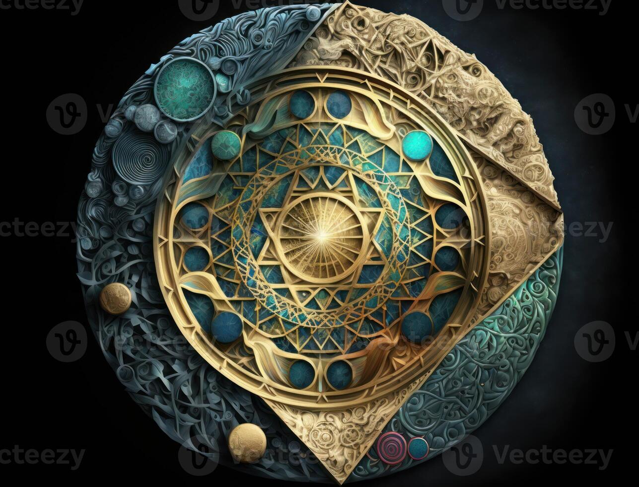 Fractal mandala Sacred geometry background created with technology photo