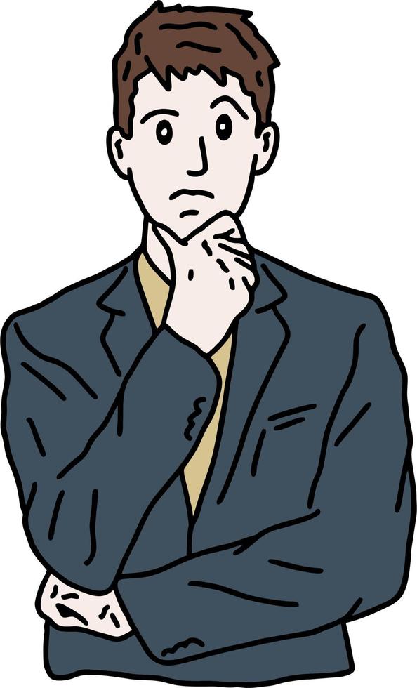 a man doing thingking pose for finding business idea vector