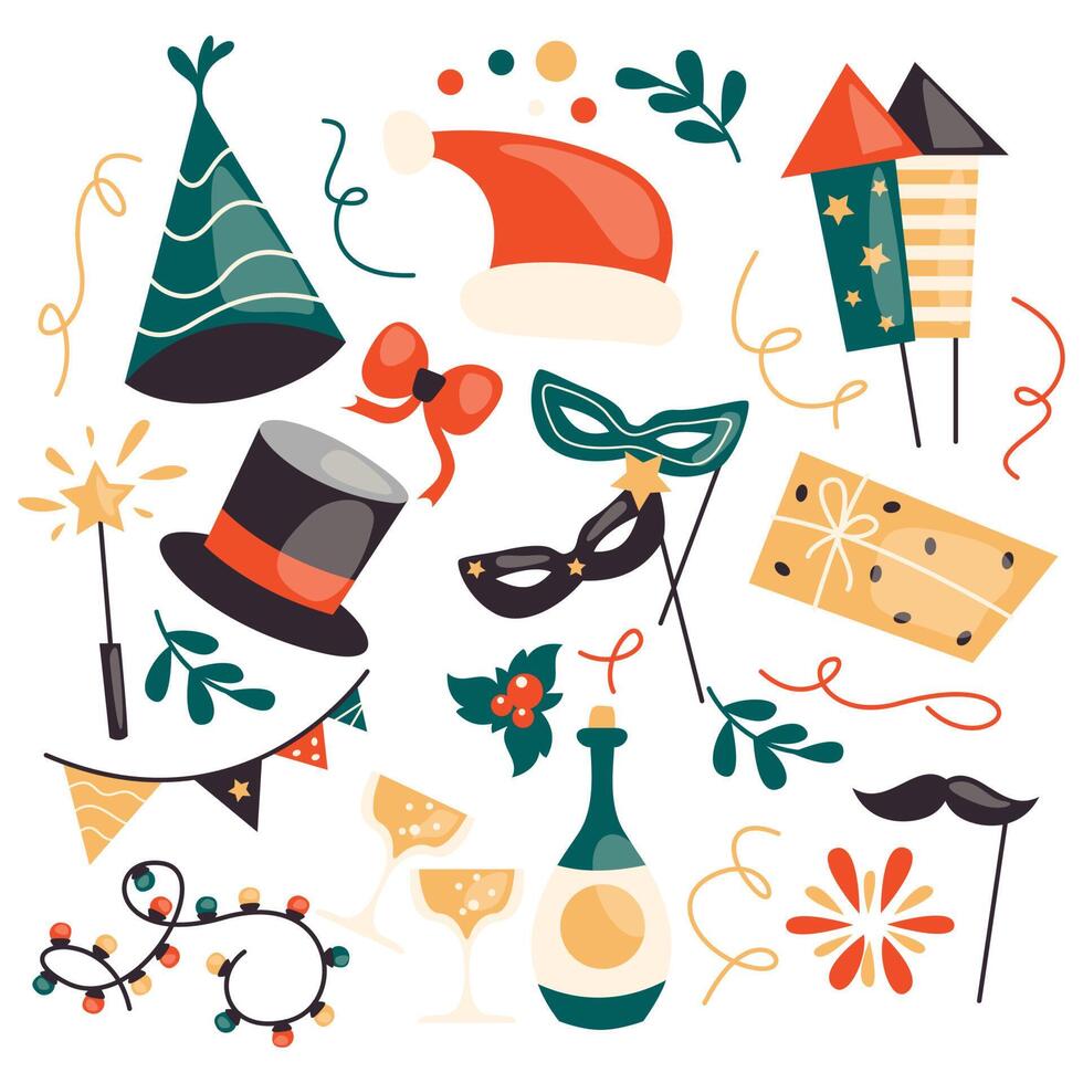 Vector illustration of christmas icons for card, poster, etc