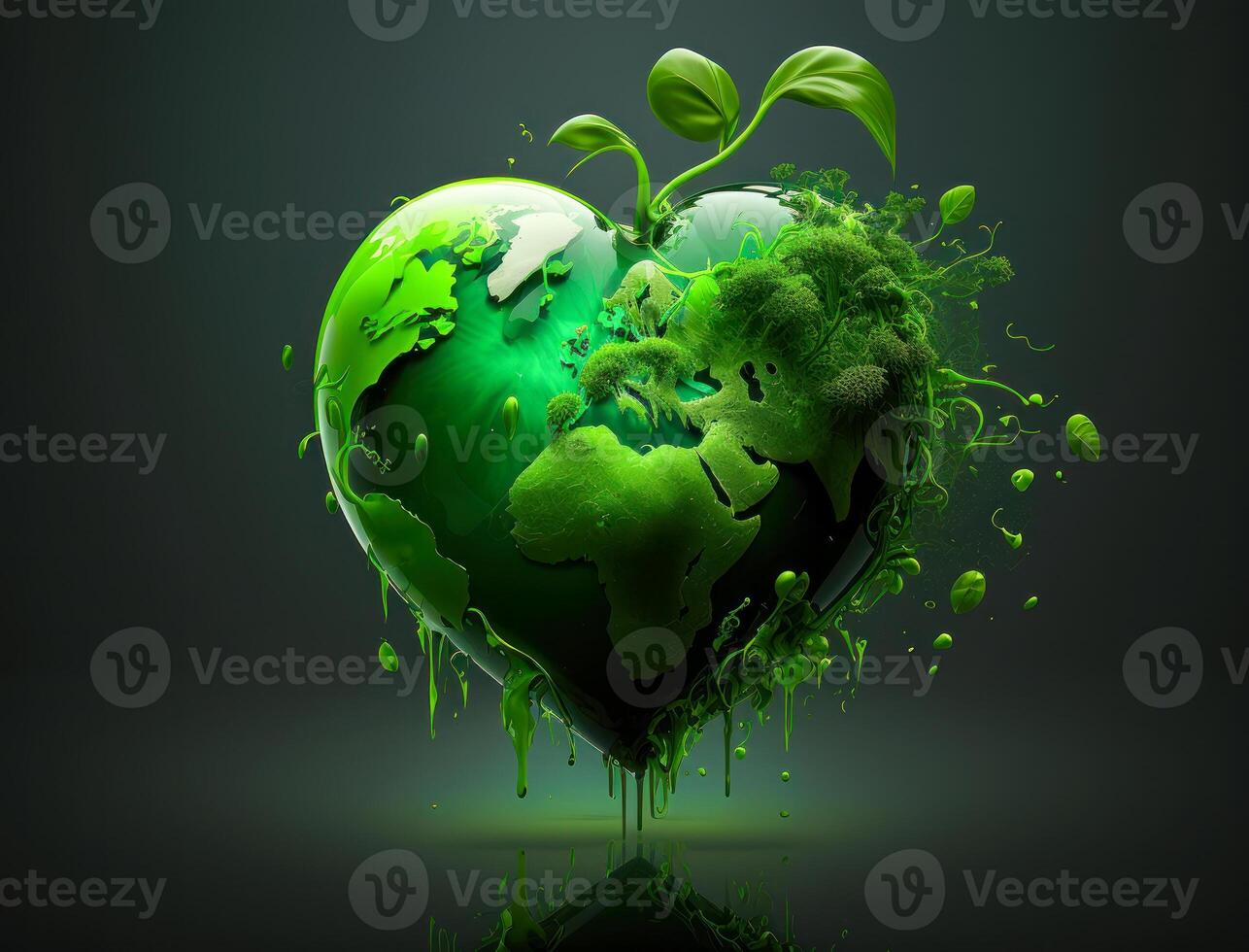 Green heart that represents environmental protection created with technology photo