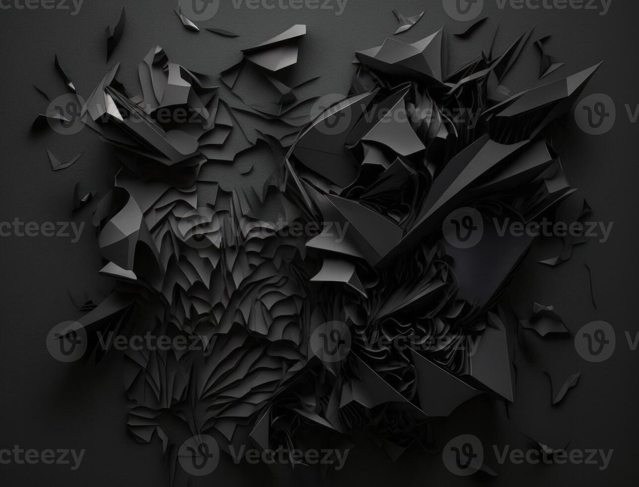 Abstract dark black various paper shapes background created with technology photo