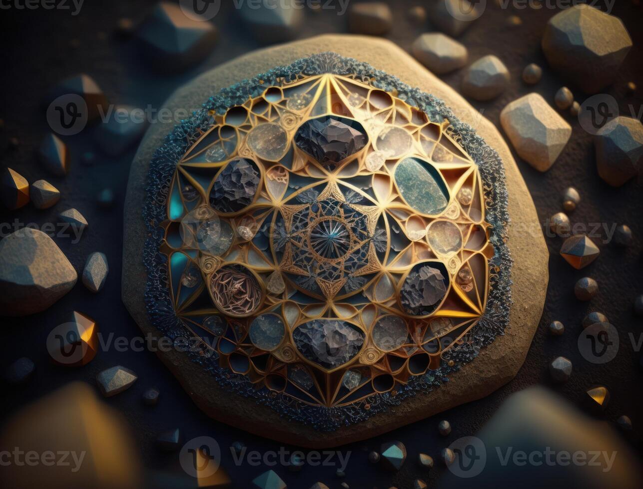 Fractal mandala Sacred geometry background created with technology photo