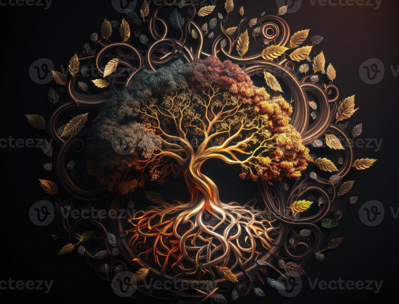 Yggdrasil world tree concept created with technology photo