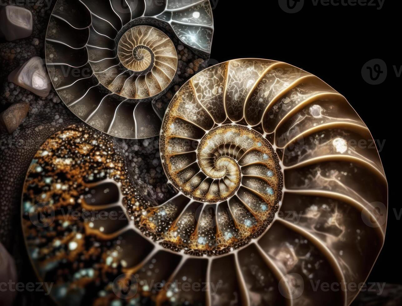 Ammonite fossil background created with technology photo