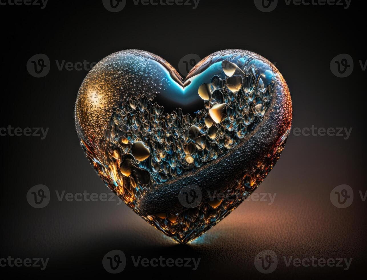 Realistic translucent heart shaped crystal zircon, natural gemstone technology photo