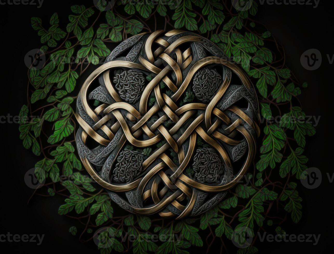 Ethnic celtic ornaments Esoteric vegetal background created with technology photo
