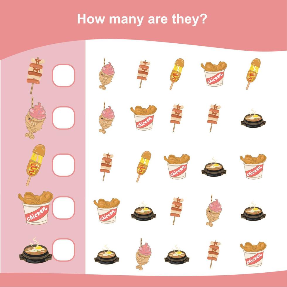 How Many are they worksheet. Count and write activity for children vector