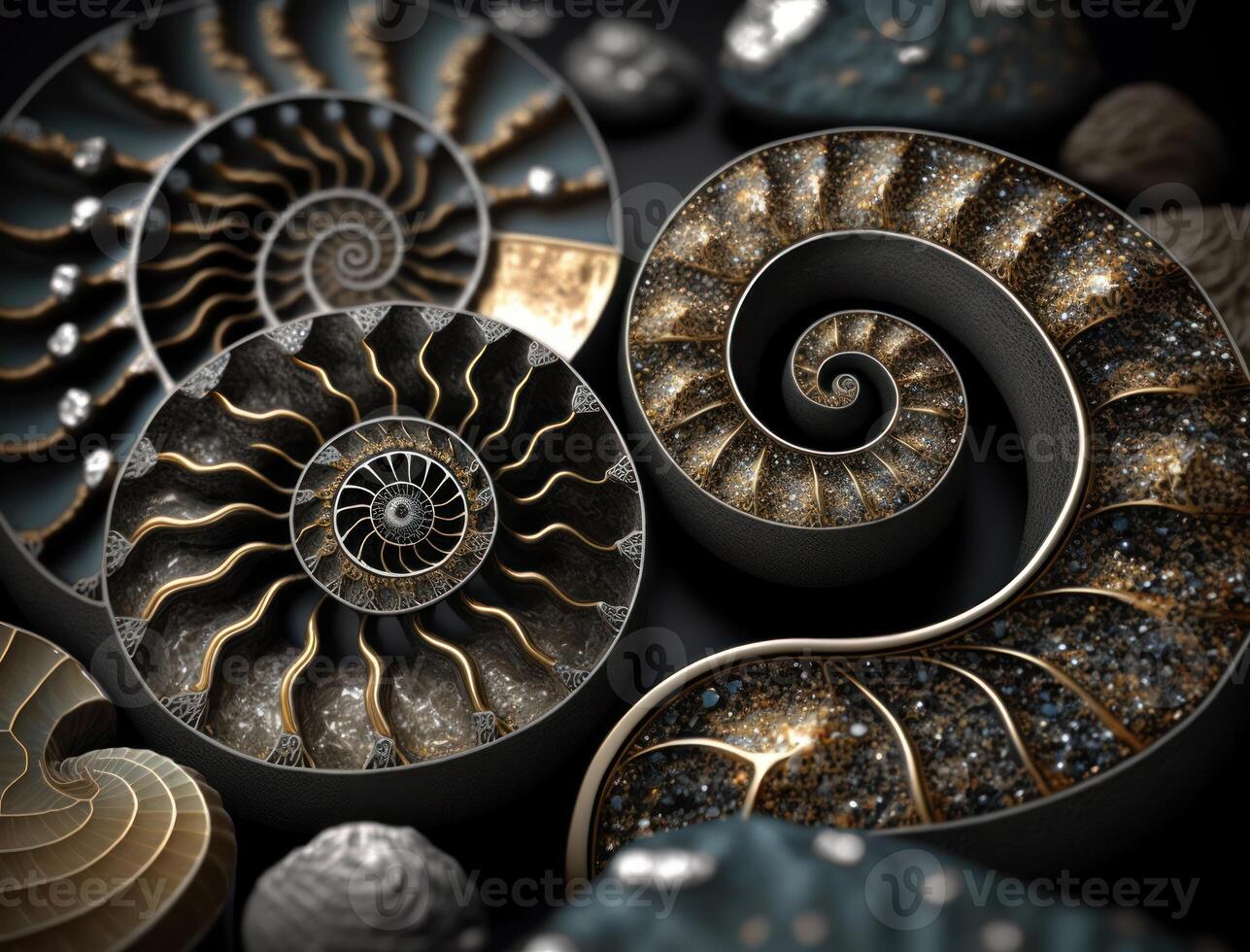 Ammonite fossil background created with technology photo