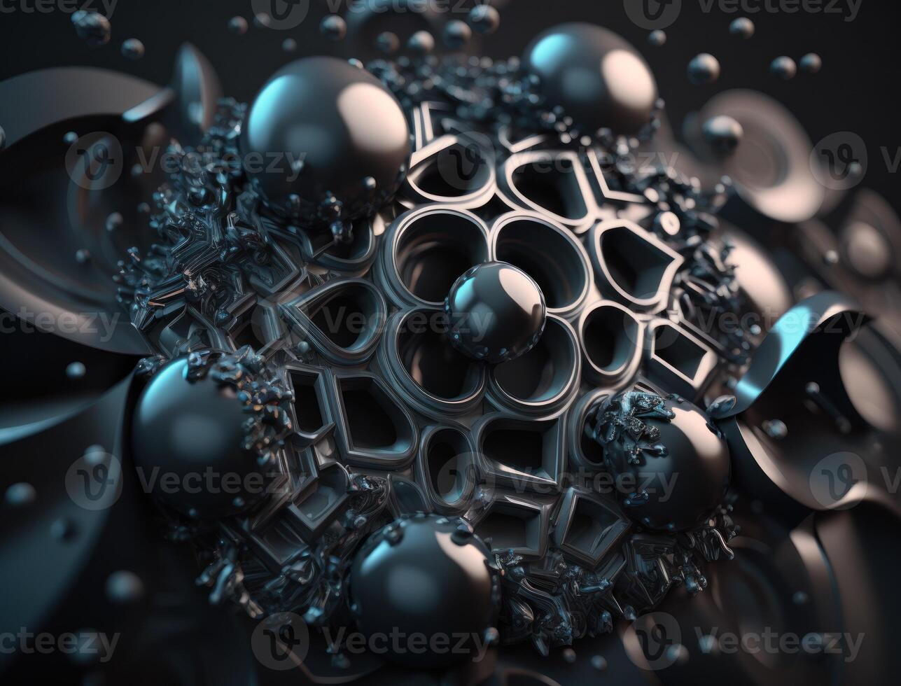 Abstract black geometric background Various shapes Flat lay created with technology photo
