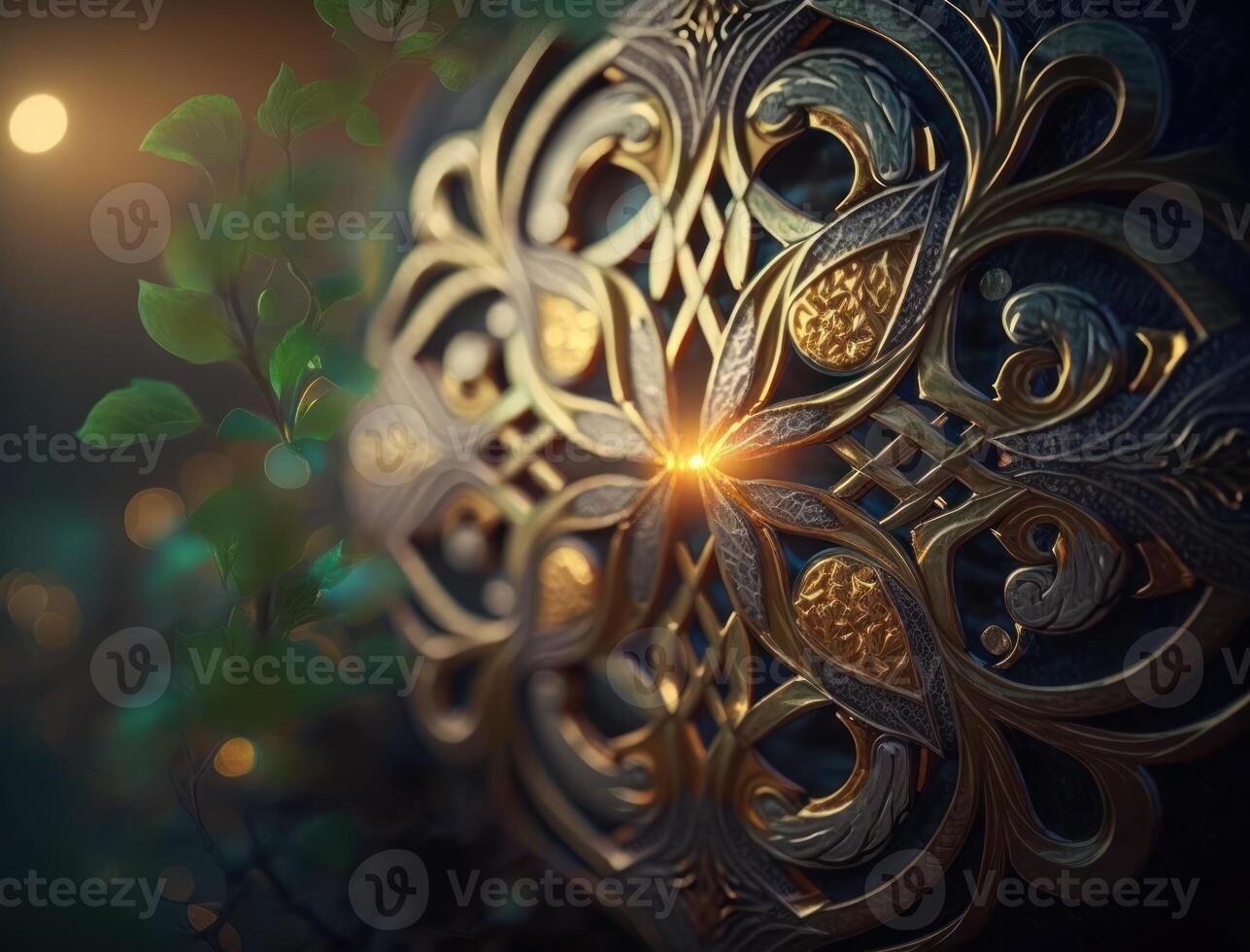 Ethnic celtic ornaments Esoteric vegetal background created with technology photo