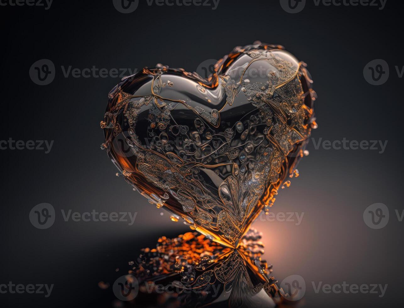 Realistic translucent heart shaped crystal zircon, natural gemstone