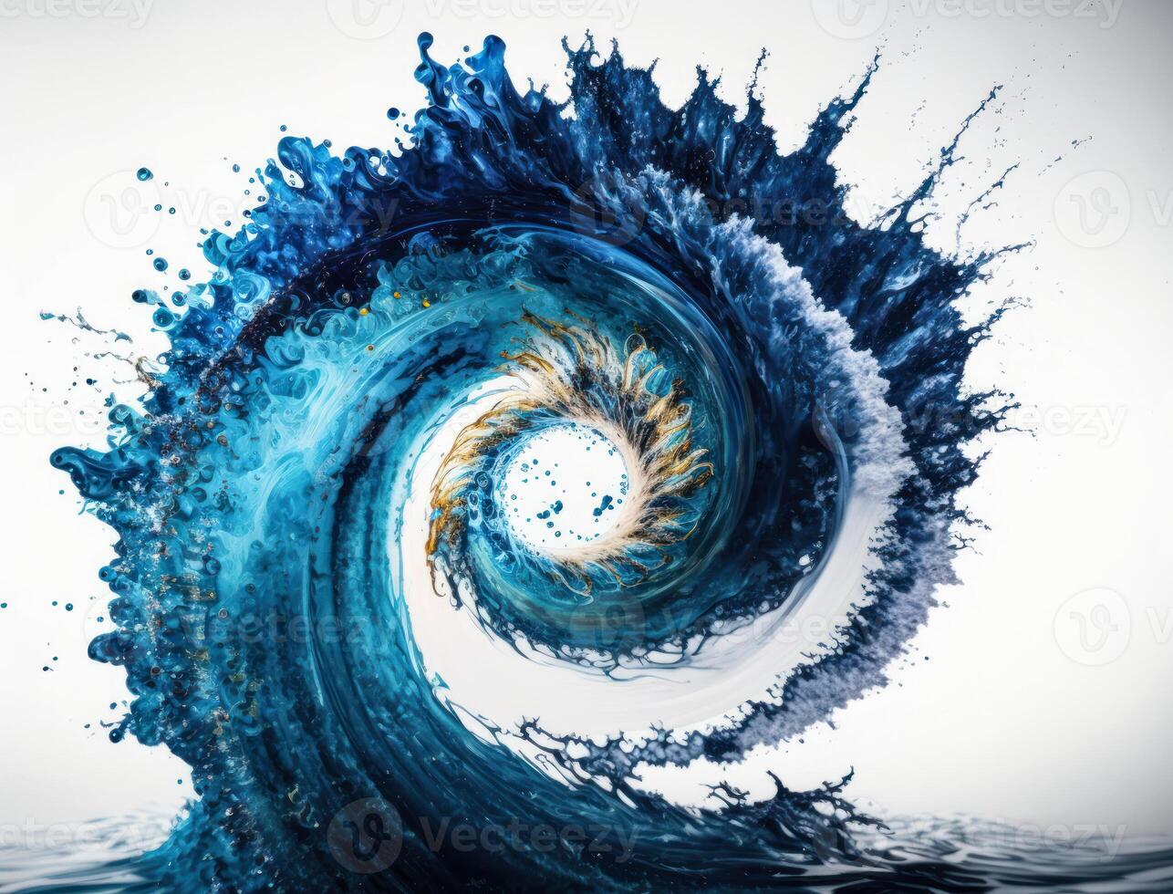 Radial spiral water splash background created with technology photo