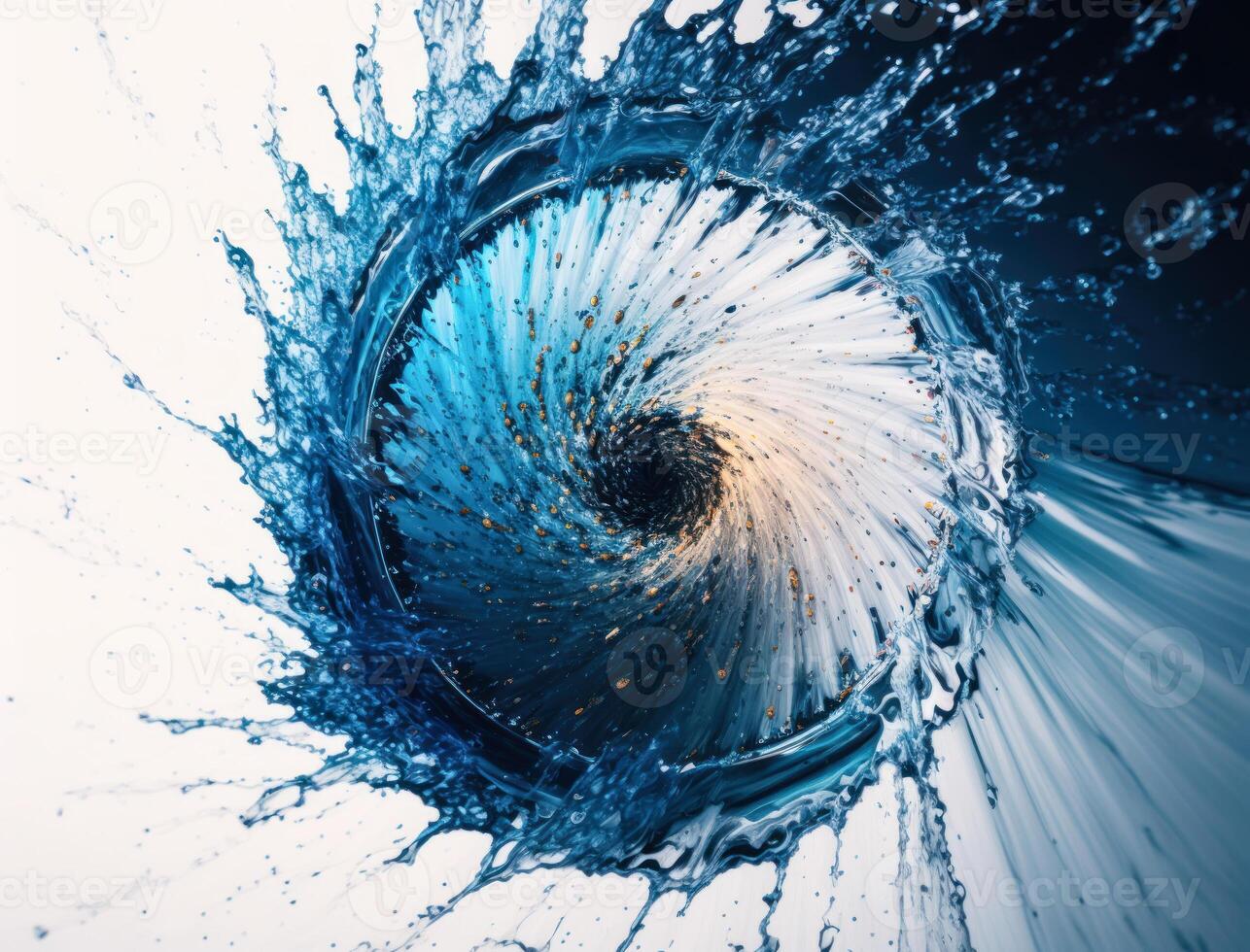 Radial spiral water splash background created with technology photo