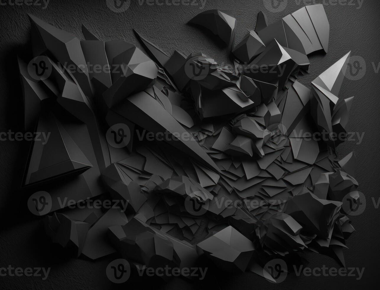 Abstract dark black various paper shapes background created with technology photo