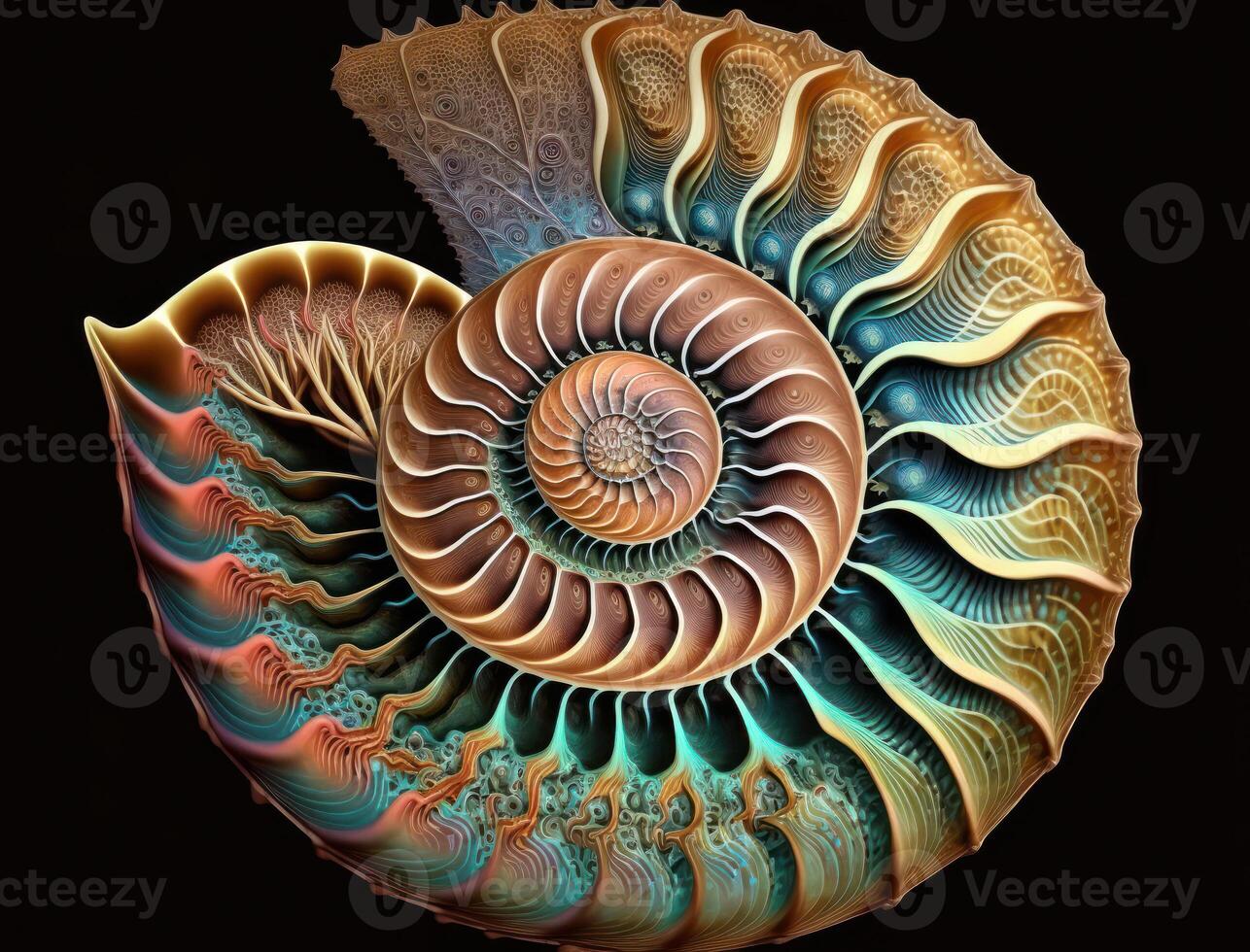 Ammonite fossil background created with technology photo