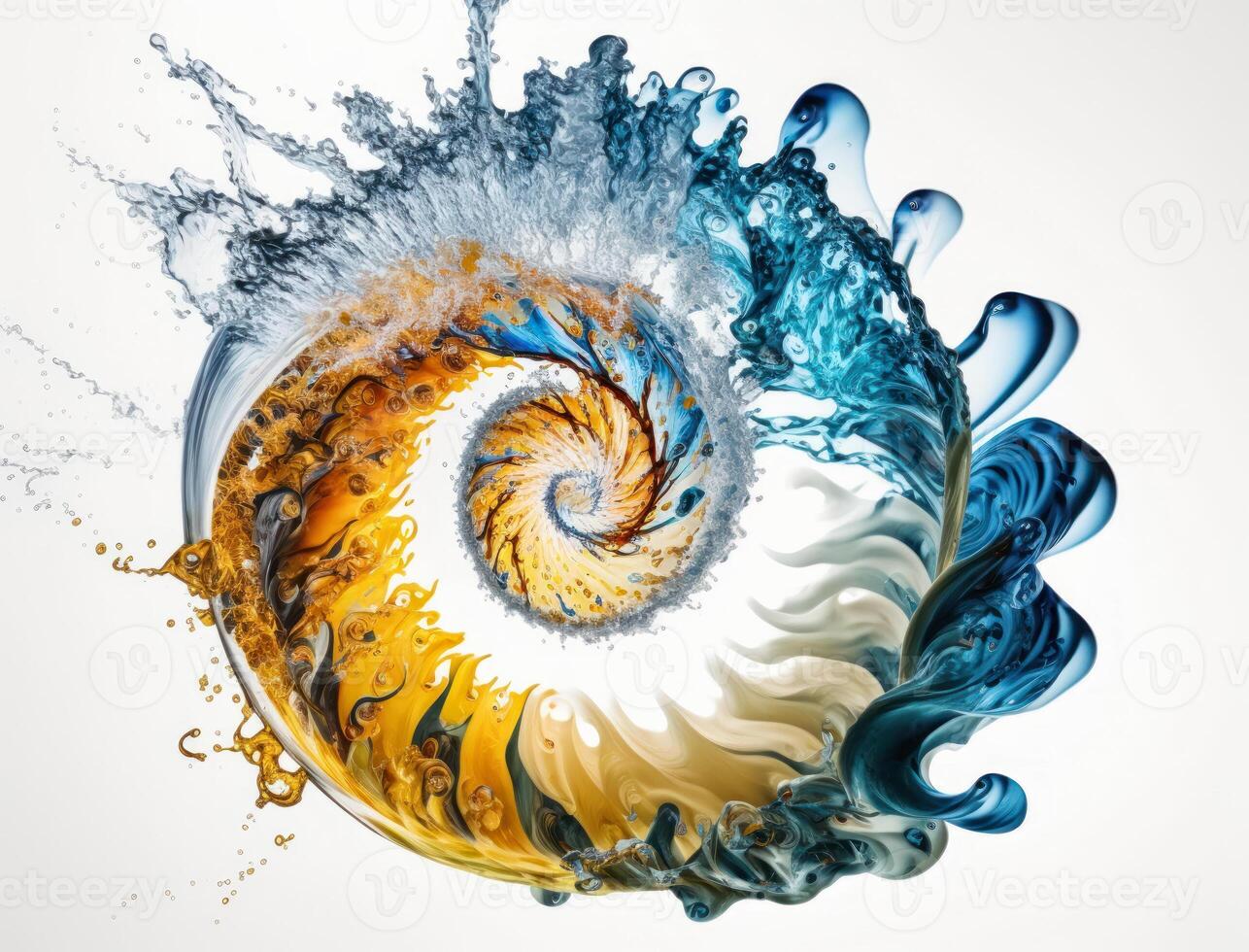 Radial spiral water splash background created with technology photo