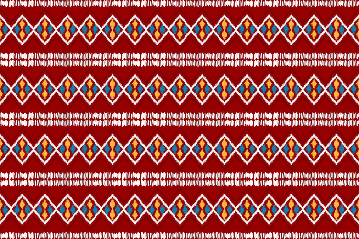 Beautiful ethnic tribal pattern art. Ethnic ikat red seamless pattern. American and Mexican style. vector