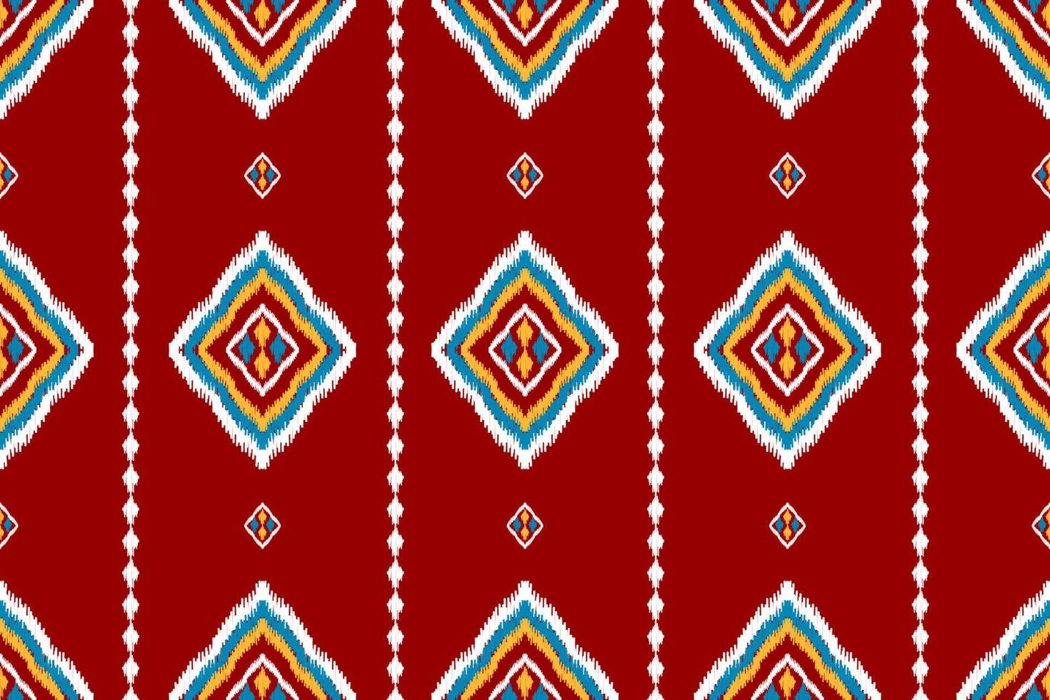 Beautiful ethnic tribal pattern art. Ethnic ikat red seamless pattern. American and Mexican style. vector