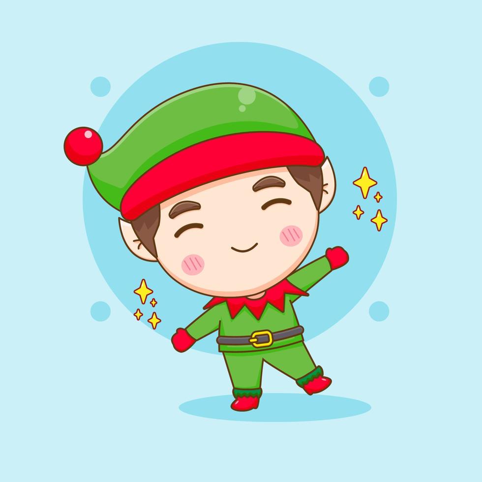 Cartoon illustration of cute elf chibi character vector