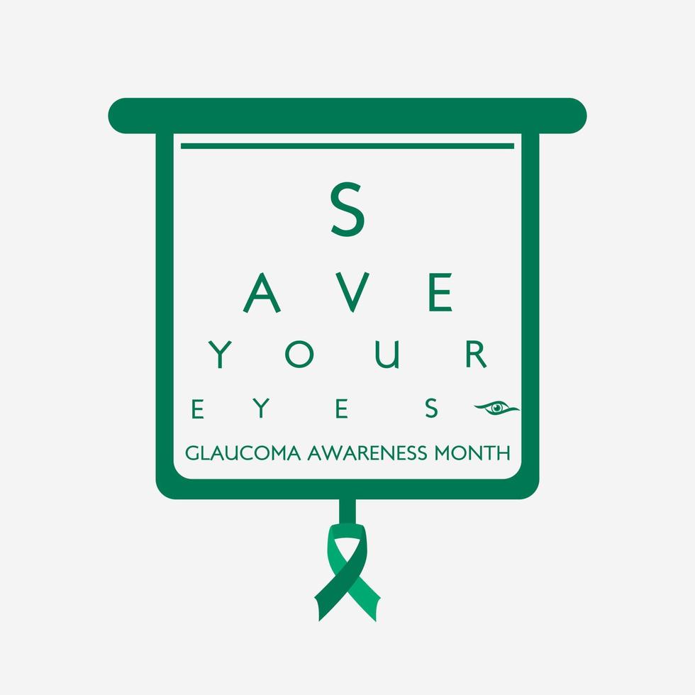 glaucoma conciencia mes. visión problemas. salvar tu ojos. prevención y proteccion. verde cinta. vector