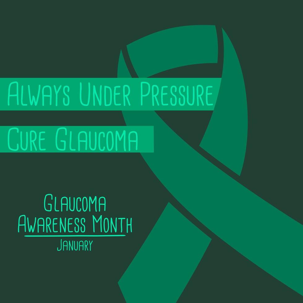 January is Glaucoma Awareness Month. Vector illustration with green ribbon on background