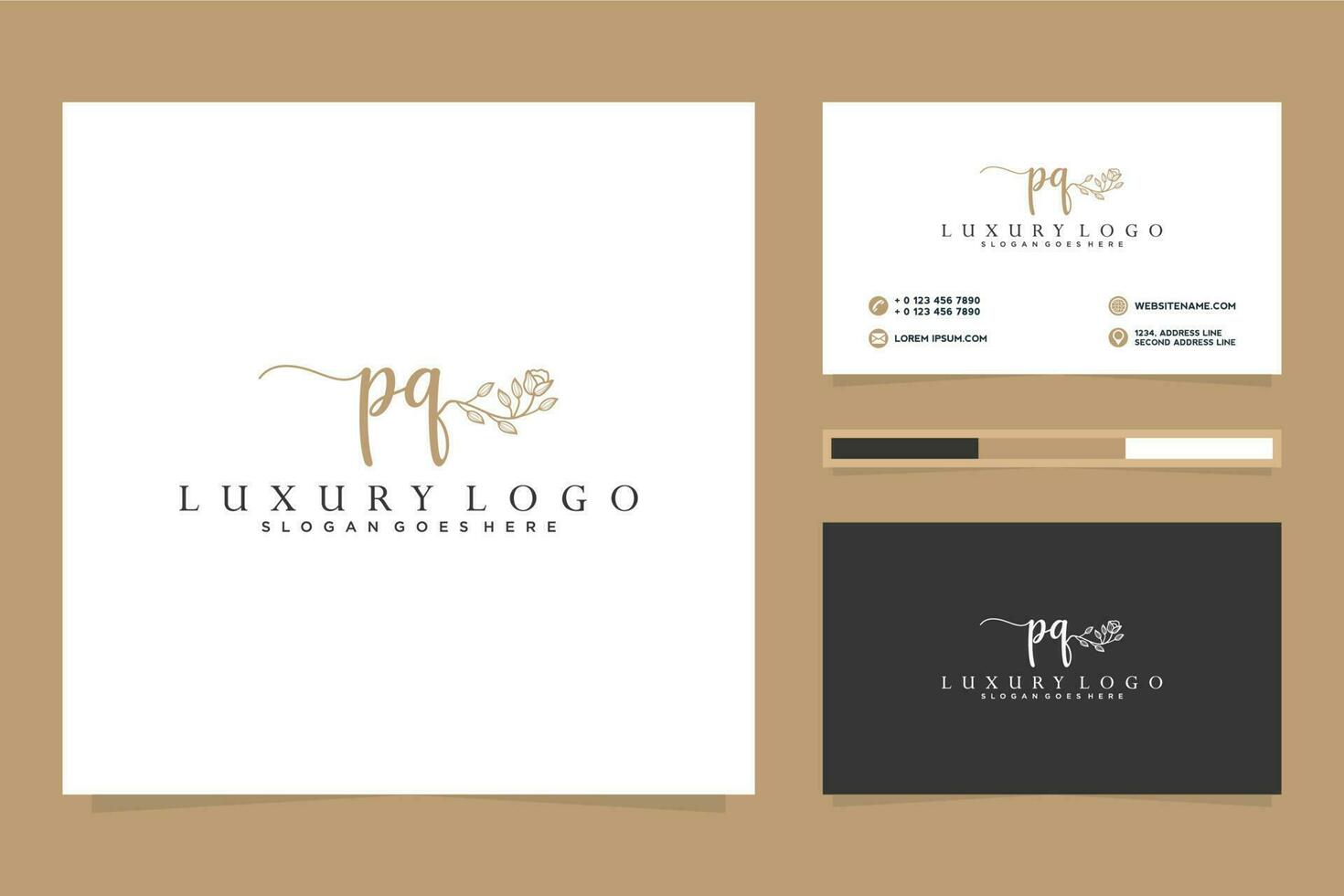 Initial PQ Feminine logo collections and business card template Premium Vector