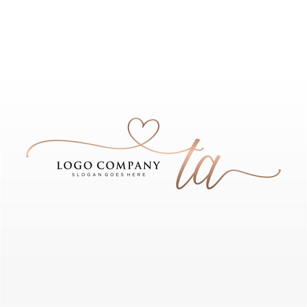 Initial TA feminine logo collections template. handwriting logo of initial signature, wedding, fashion, jewerly, boutique, floral and botanical with creative template for any company or business. vector