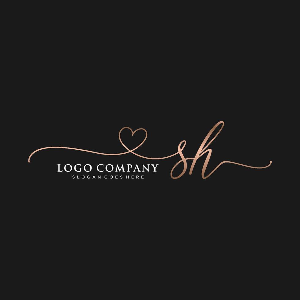 Initial SH feminine logo collections template. handwriting logo of initial signature, wedding, fashion, jewerly, boutique, floral and botanical with creative template for any company or business. vector