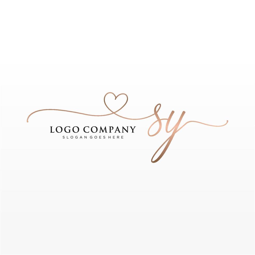Initial SY feminine logo collections template. handwriting logo of initial signature, wedding, fashion, jewerly, boutique, floral and botanical with creative template for any company or business. vector