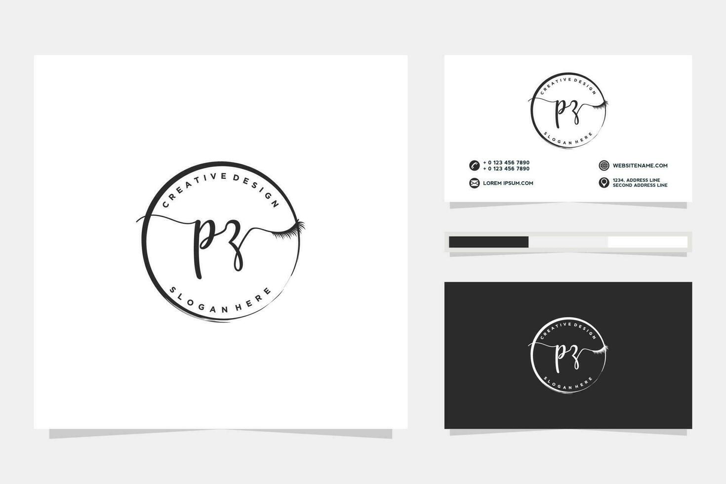 Initial PZ Feminine logo collections and business card template Premium Vector