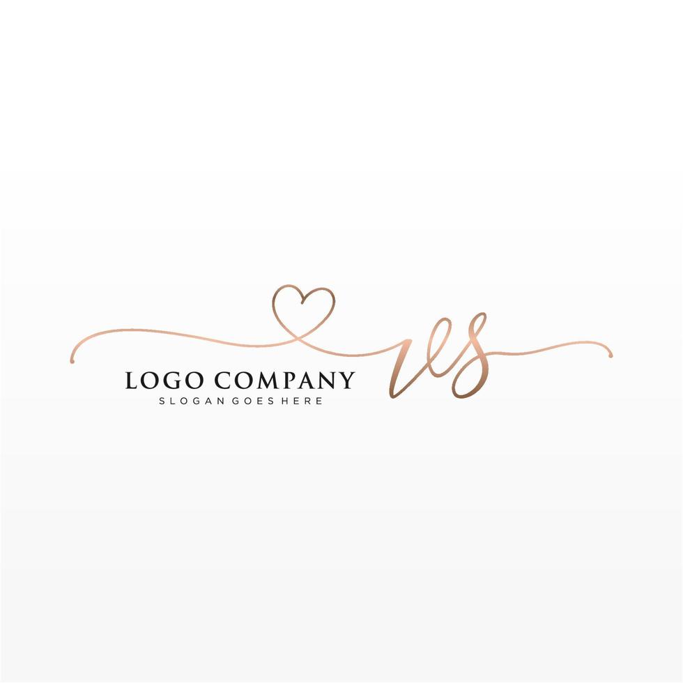 Initial VS feminine logo collections template. handwriting logo of initial signature, wedding, fashion, jewerly, boutique, floral and botanical with creative template for any company or business. vector