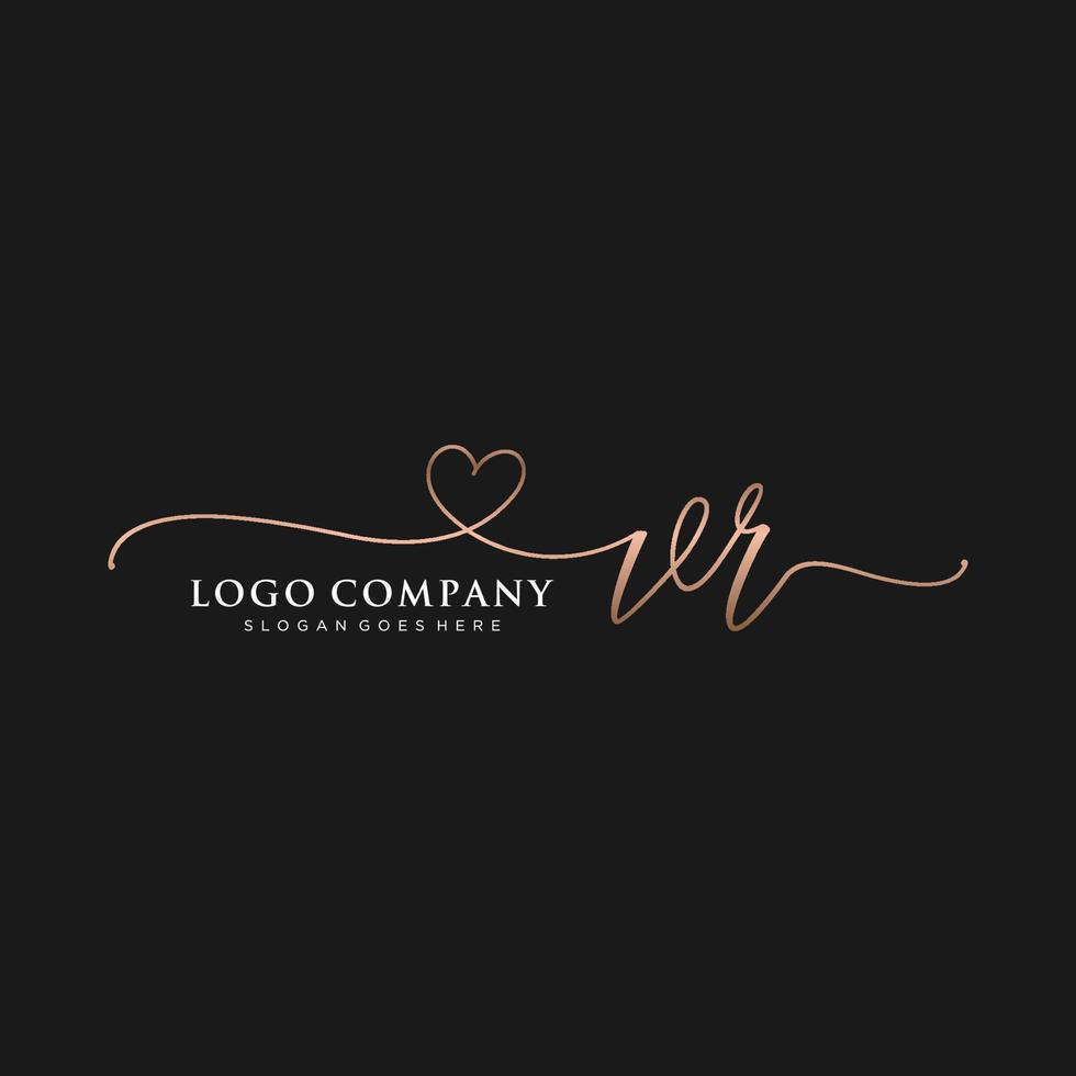 inicial vr femenino logo colecciones modelo. escritura logo de inicial firma, boda, moda, joyería, boutique, floral y botánico con creativo modelo para ninguna empresa o negocio. vector