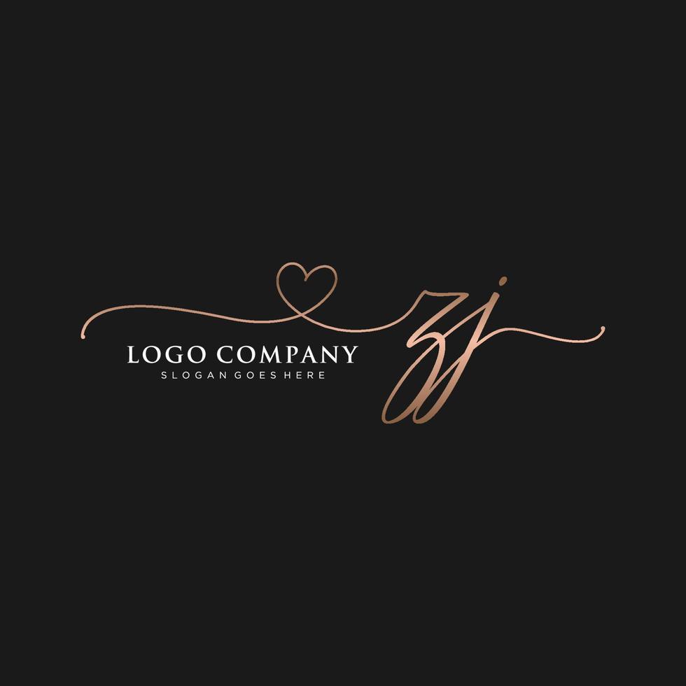 Initial ZJ feminine logo collections template. handwriting logo of initial signature, wedding, fashion, jewerly, boutique, floral and botanical with creative template for any company or business. vector