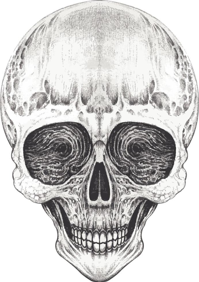 Art surreal skull. Hand drawing and make graphic vector. vector