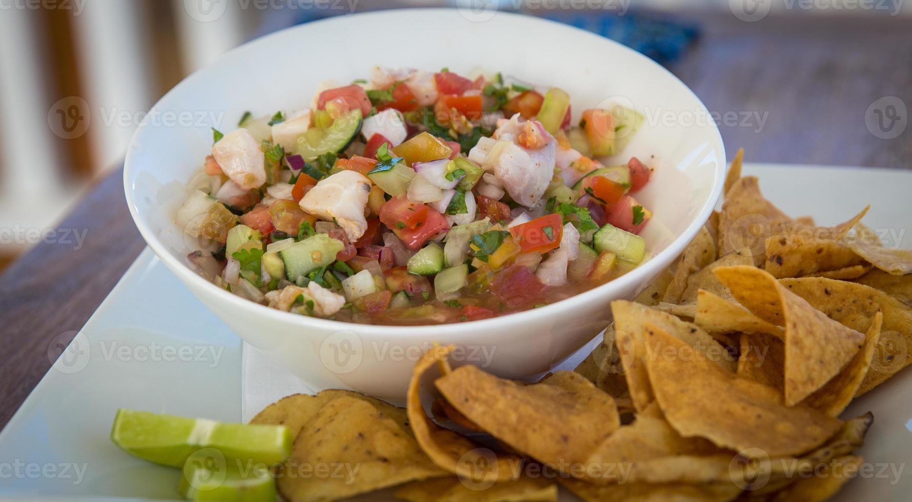 beliceño tradicional aperitivo llamado concha ceviche foto