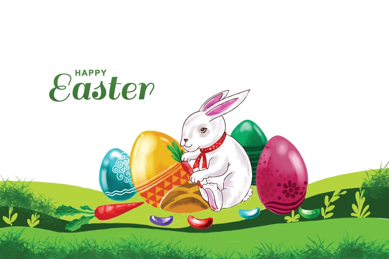 Happy easter eggs celebration holiday card background vector