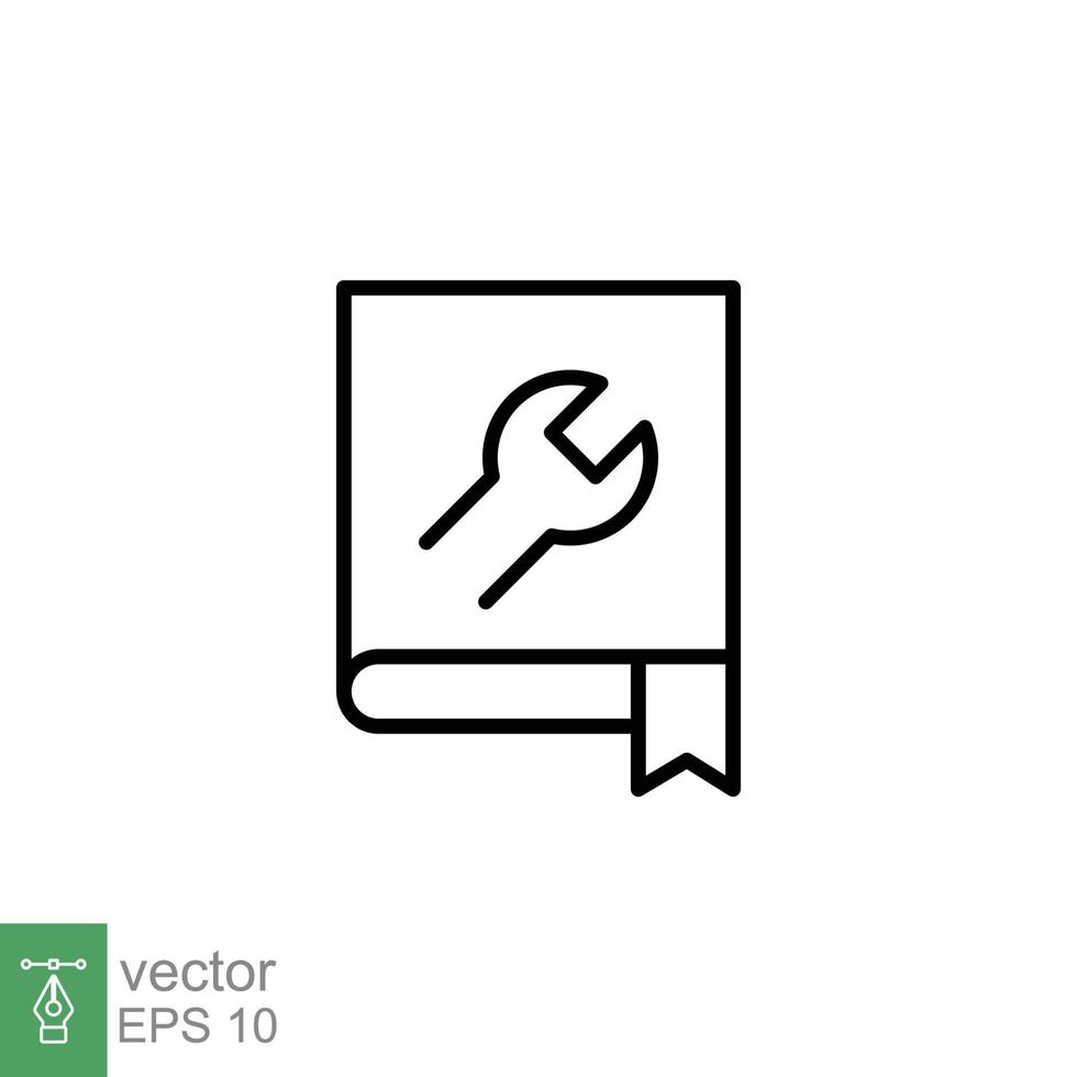 User manual book icon. Instruction, guide book, project technical document concept. Simple outline style. Thin line symbol. Vector illustration isolated on white background. EPS 10.