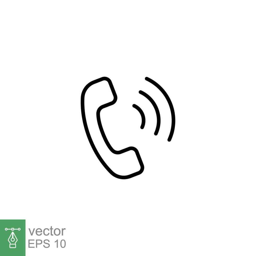 Phone call ringing icon. Telephone, incoming, receiver, communication concept. Simple outline style. Thin line symbol. Vector illustration isolated on white background. EPS 10.