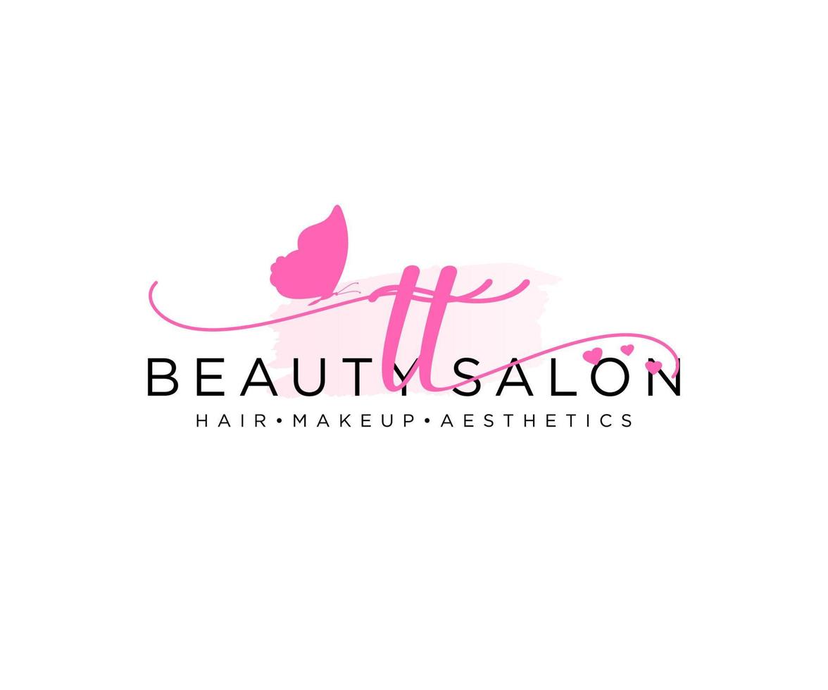Initial TT feminine logo collections template. handwriting logo of initial signature, wedding, fashion, jewerly, boutique, floral and botanical with creative template for any company or business. vector