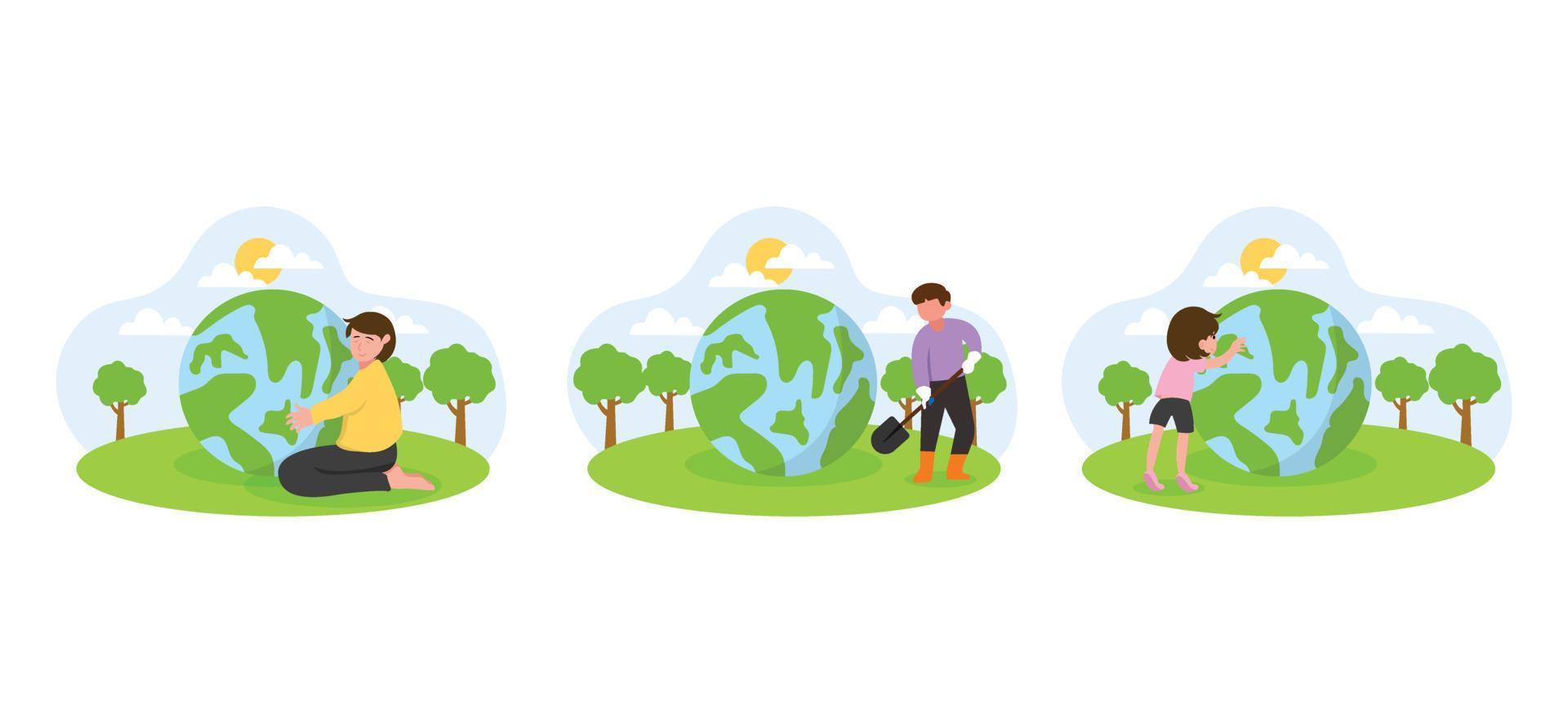 Flat Bundle Earth Day Design Illustration vector