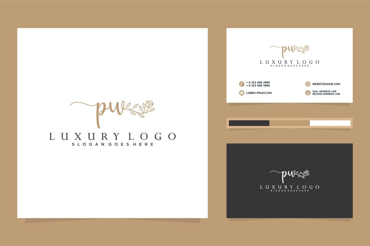 inicial pw femenino logo colecciones y negocio tarjeta modelo prima vector