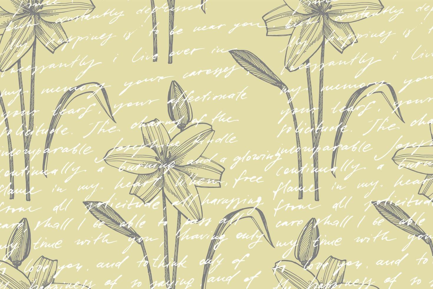 Lily flowers. Botanical illustration. Good for cosmetics, medicine, treating, aromatherapy, nursing, package design, field bouquet Hand drawn wild hay flowers vector