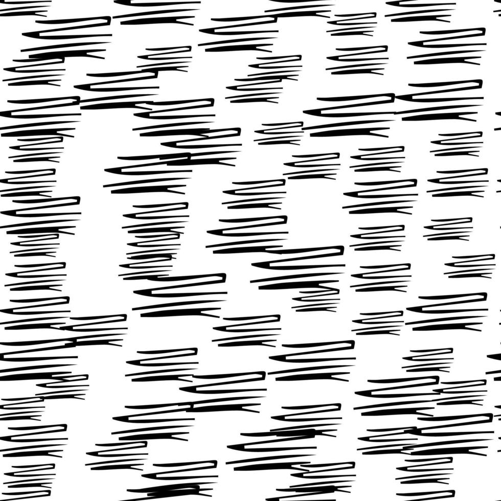 Seamless pattern with black pencil brushstrokes in abstract shapes on white background. Vector illustration