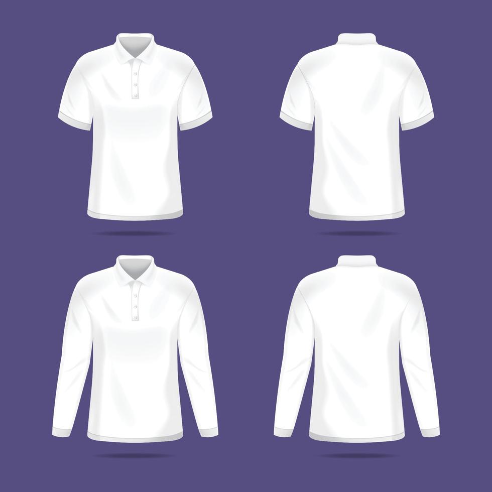 3D White Polo Shirt Mock Up Set vector